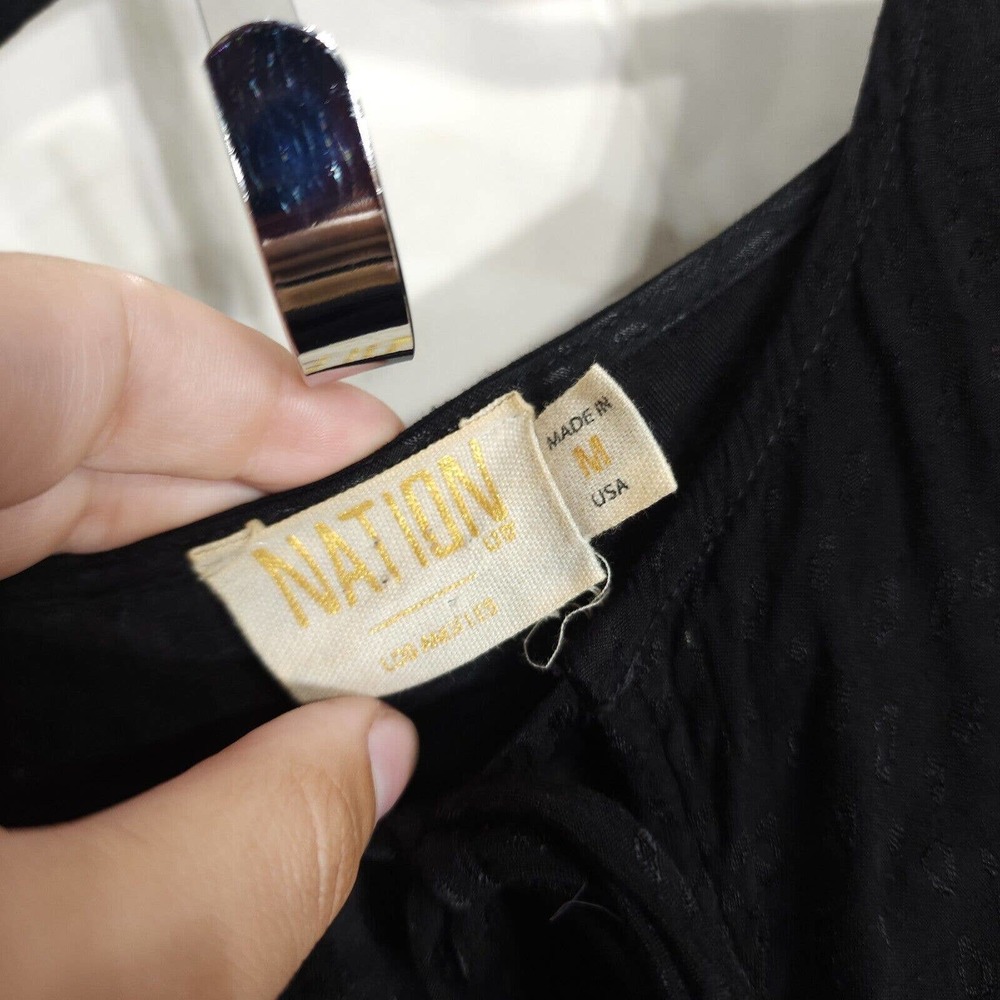 Nation Ltd Womens Dress Liza Black Leopard Animal Trapeze Mini Tiered Ruffle M - Picture 8 of 13